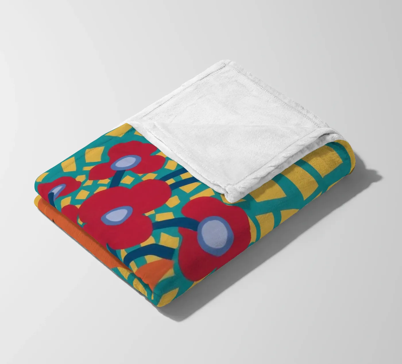 Mohn Patchwork Freude Fleecedecke von Arcane Lines