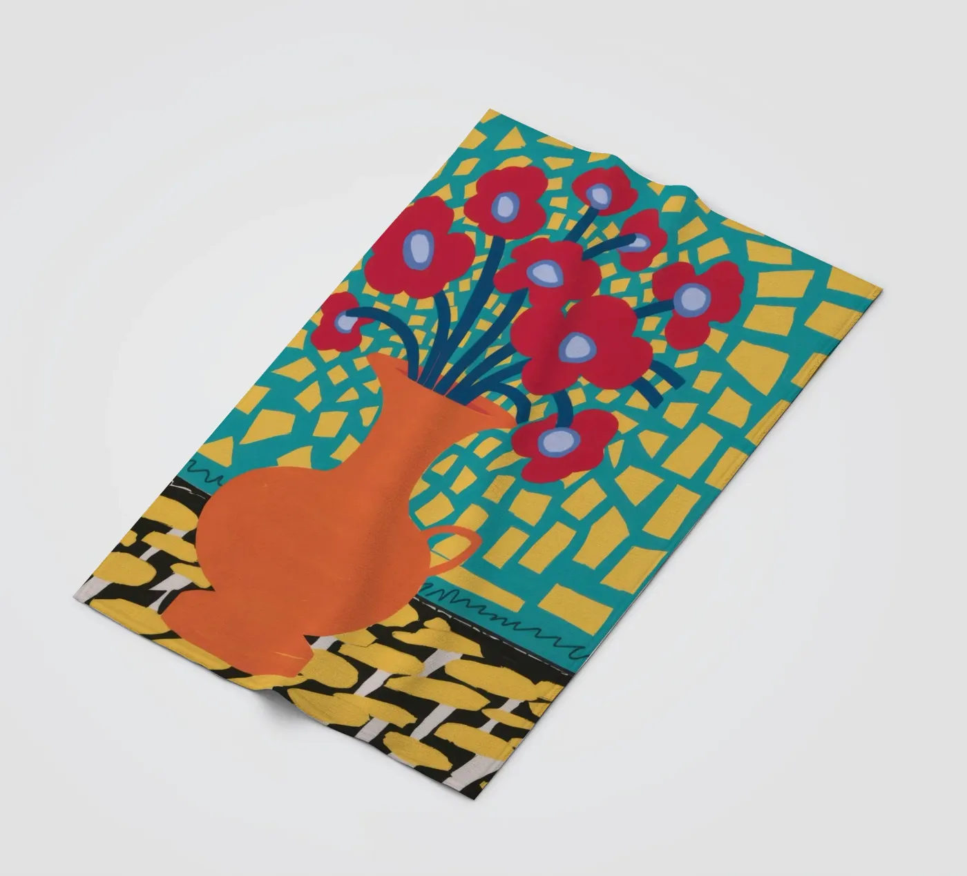 Mohn Patchwork Freude Fleecedecke von Arcane Lines