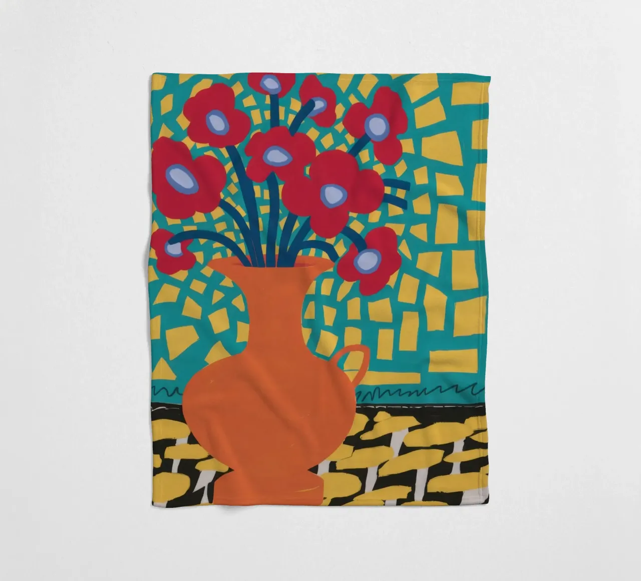 Poppy Patchwork Joy fleece blanket by Arcane Lines