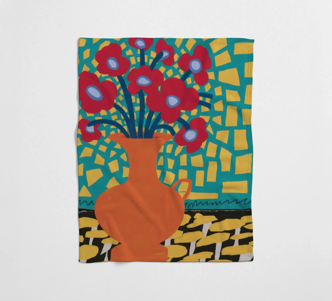 Mohn Patchwork Freude Fleecedecke von Arcane Lines