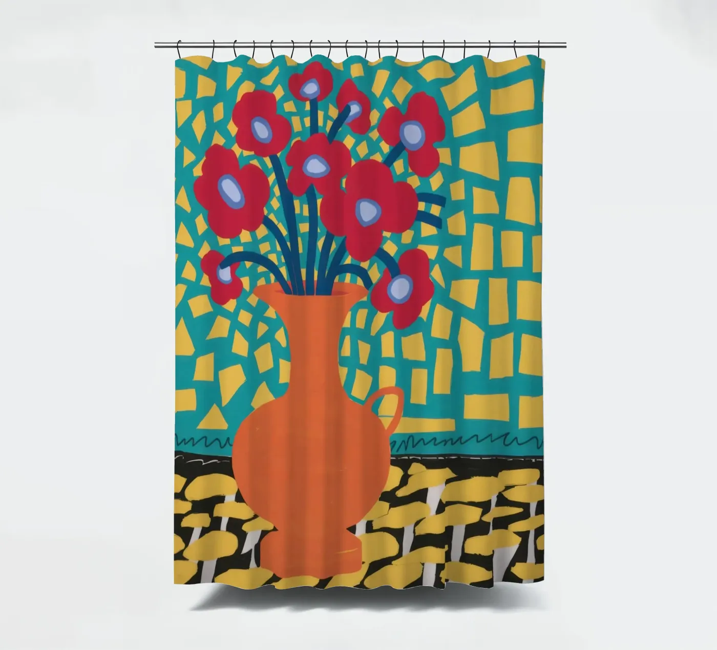 Mohn Patchwork Freude Duschvorhang von Arcane Lines