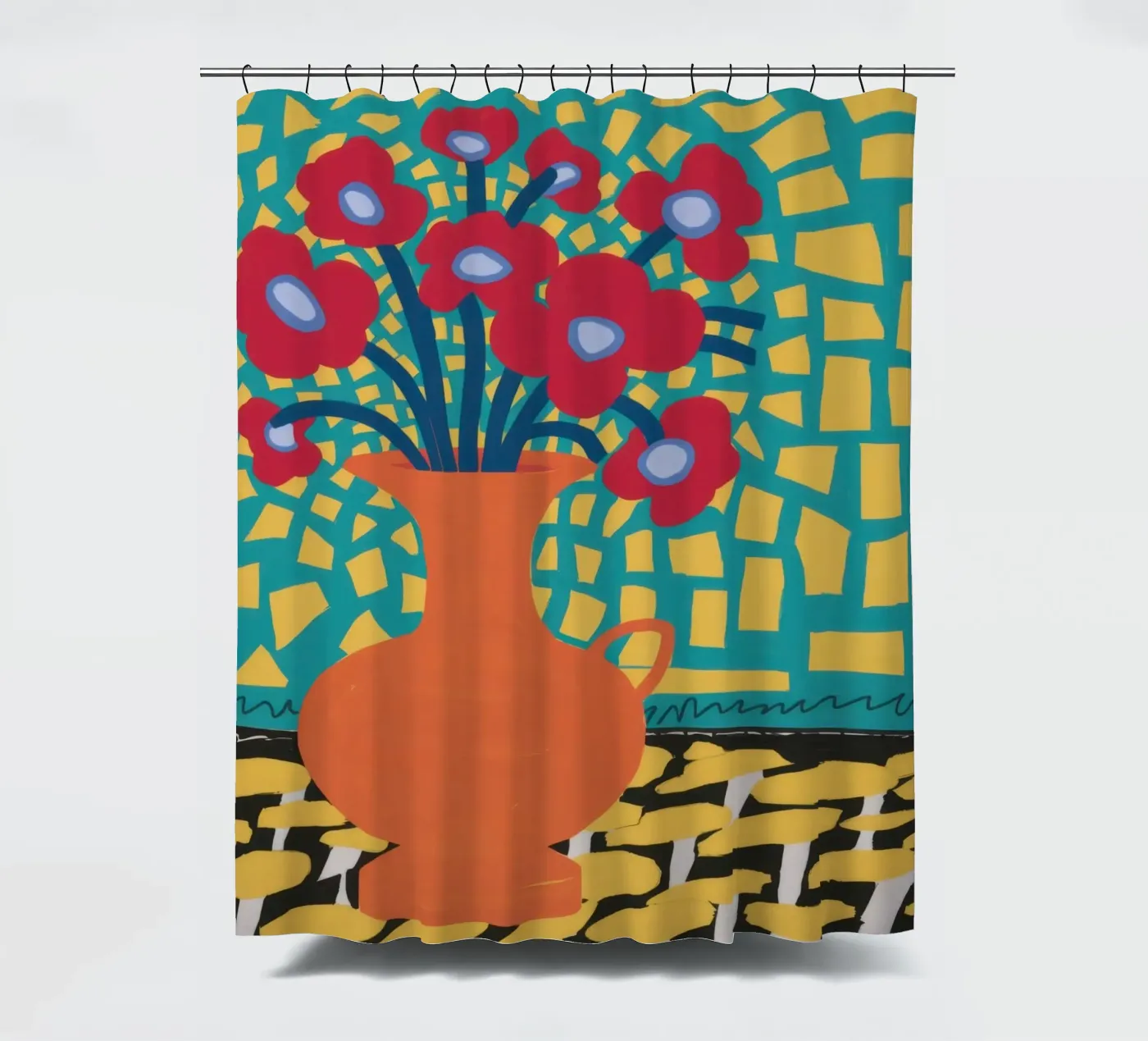 Mohn Patchwork Freude Duschvorhang von Arcane Lines