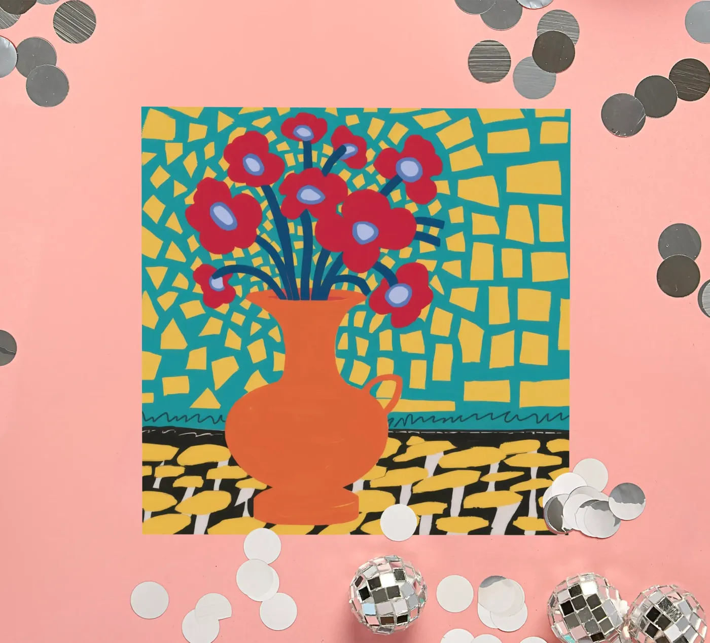 Poppy Patchwork Joy Sticker von Arcane Lines