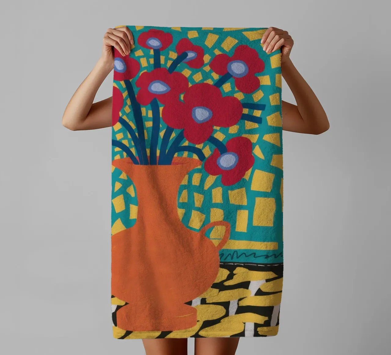 Mohn Patchwork Freude Handtuch von Arcane Lines