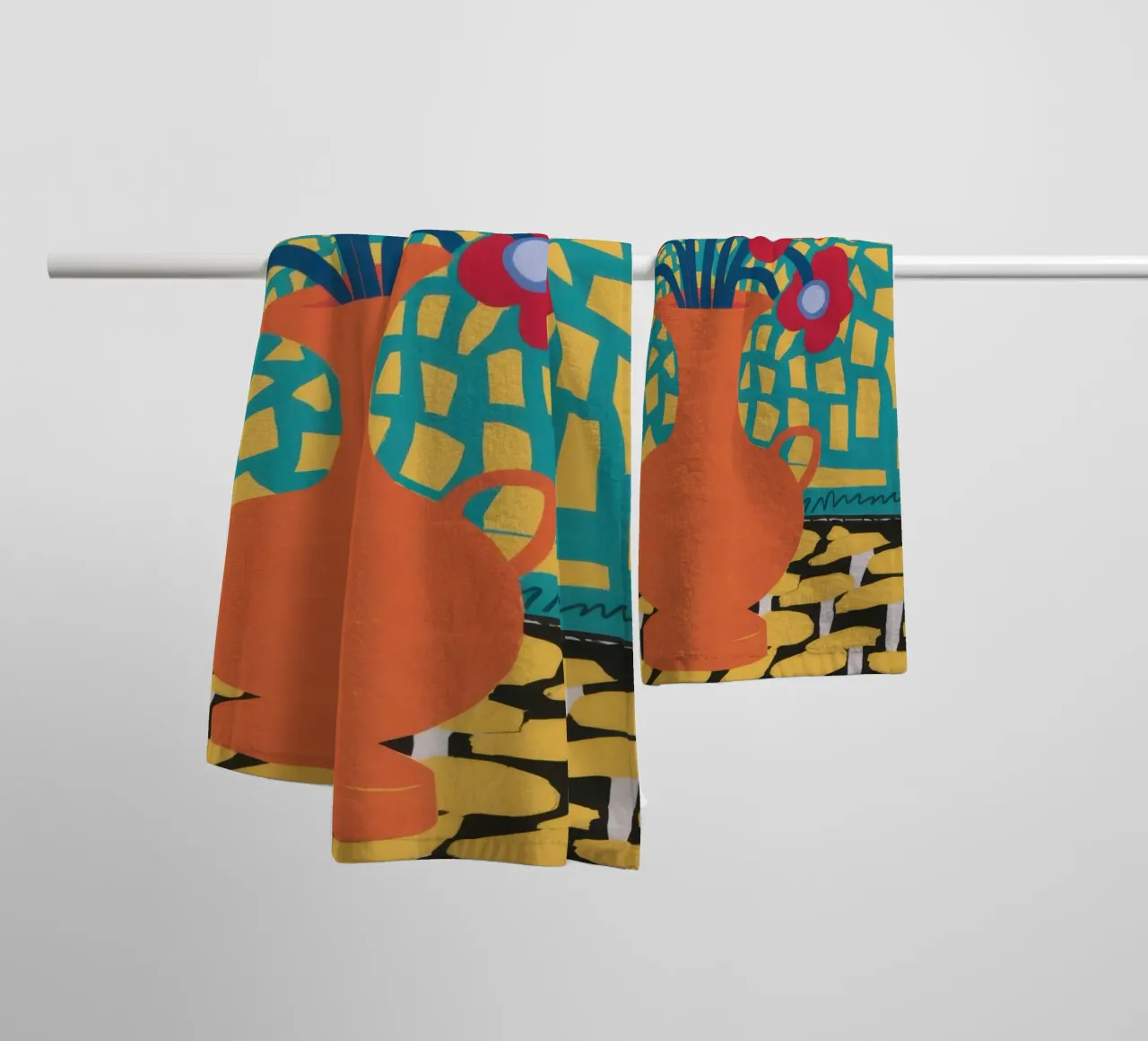 Mohn Patchwork Freude Handtuch von Arcane Lines