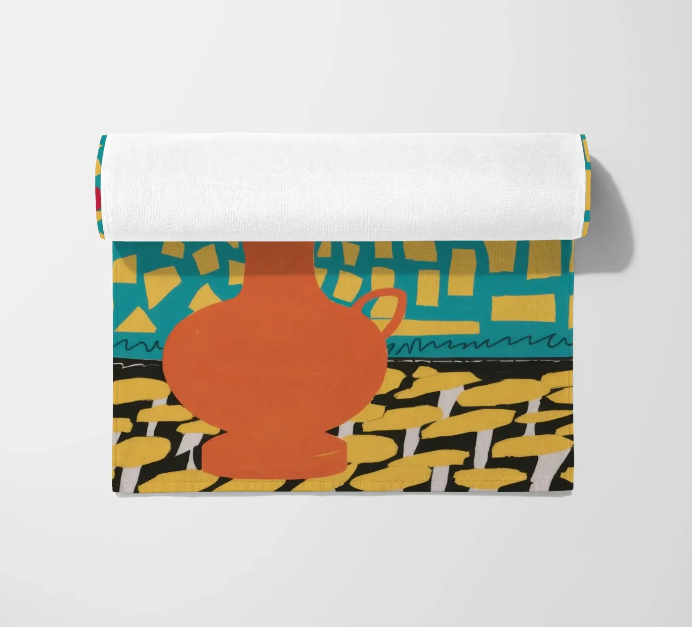 Poppy Patchwork Joy beach towel by Arcane Lines