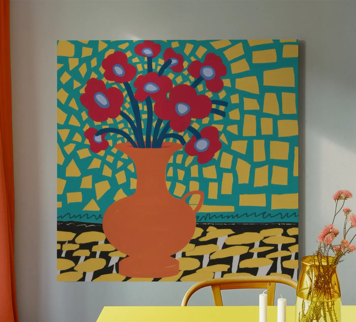 Poppy Patchwork Joy canvas van Arcane Lines