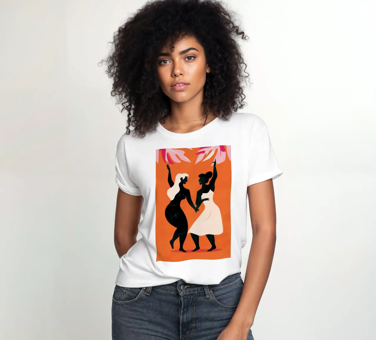 Dancing Silhouette Joy women's fitted t-shirt by Lune Dreams