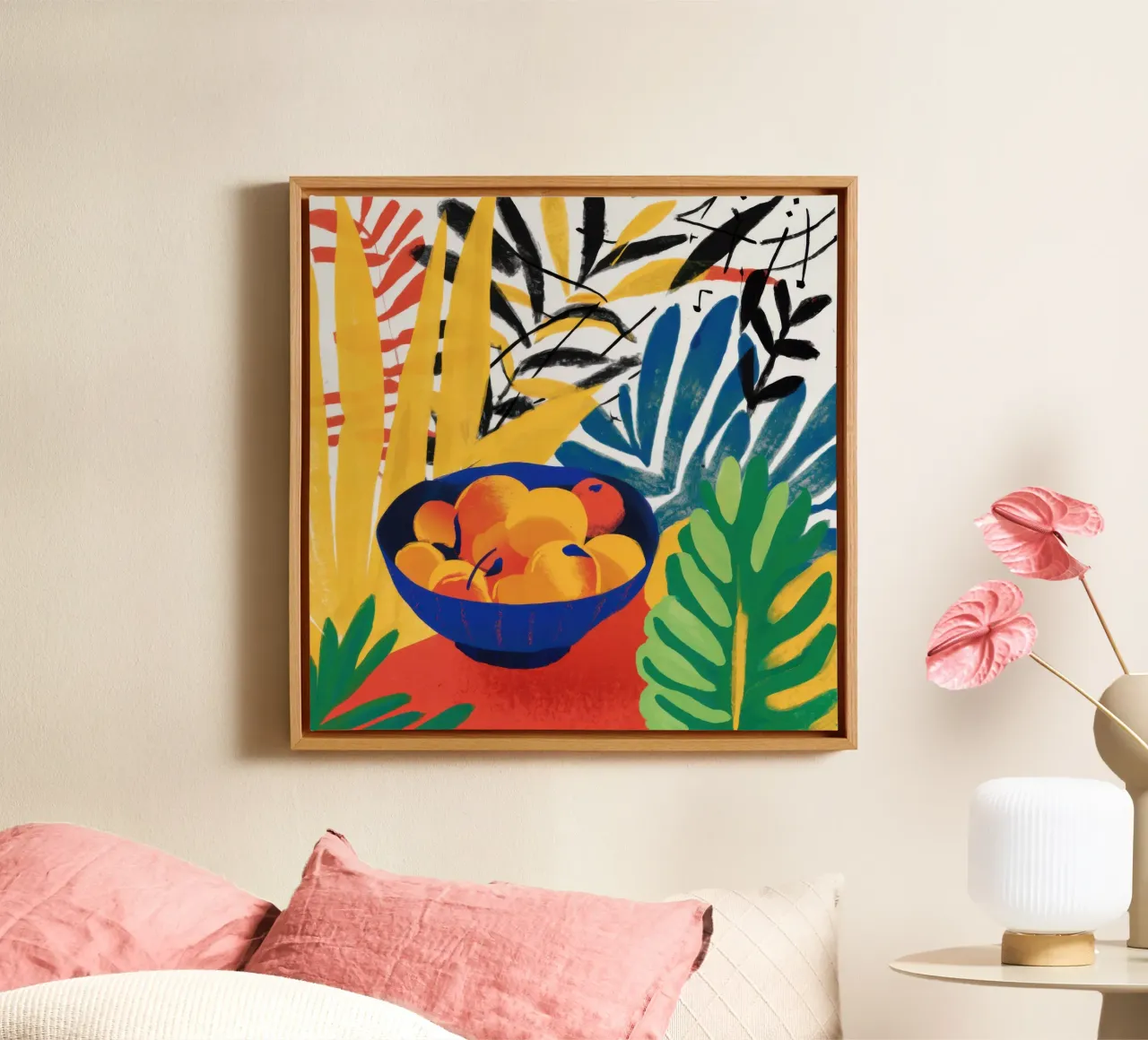 Cerulean Citrus Kom canvas met Baklijst van Arcane Lines