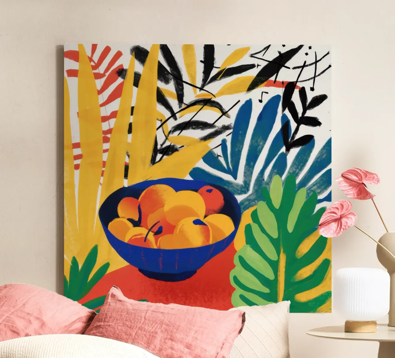 Cerulean Citrus Kom canvas met Baklijst van Arcane Lines