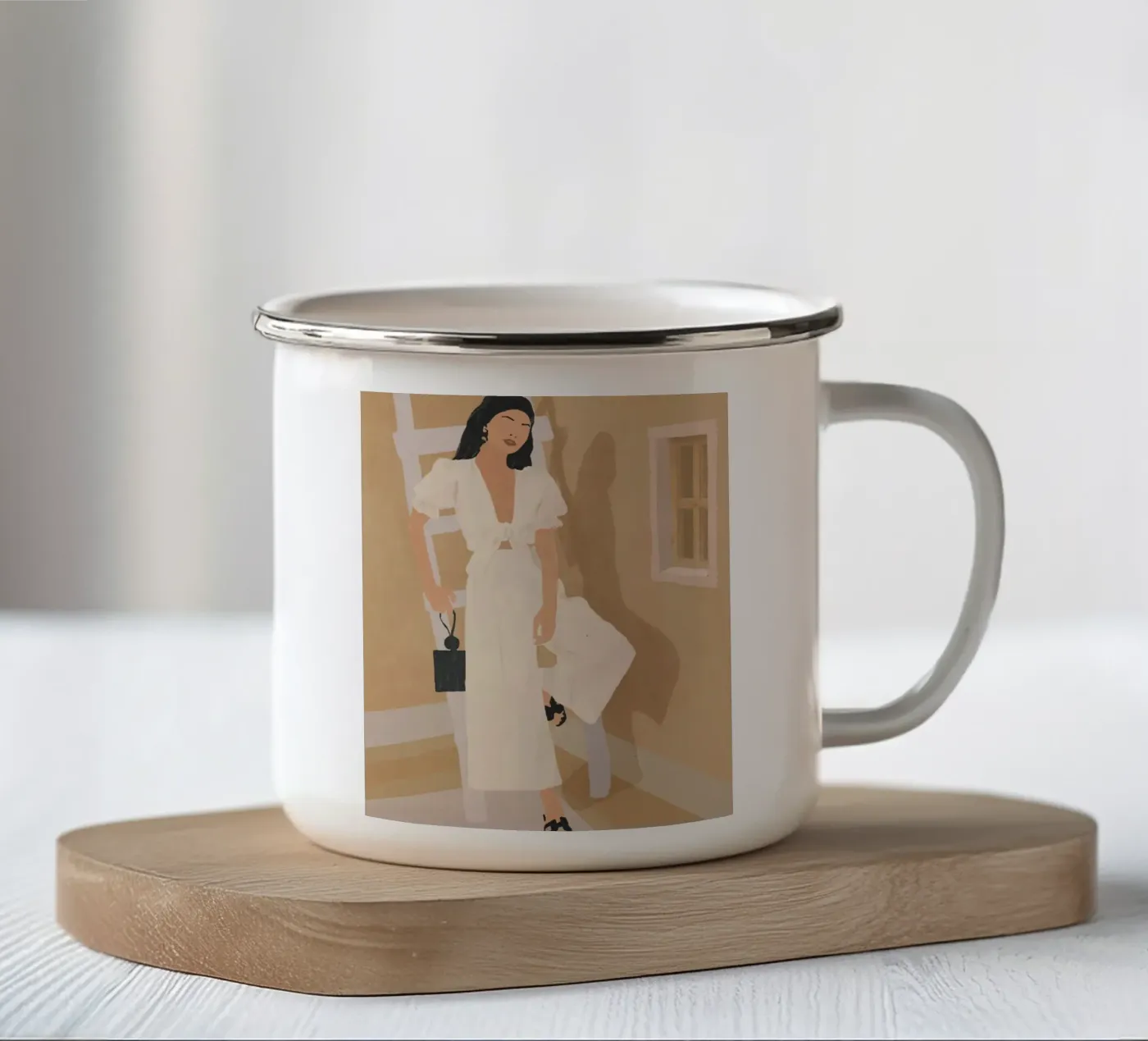 Sunlit Ease enamel mug by LeaDArt