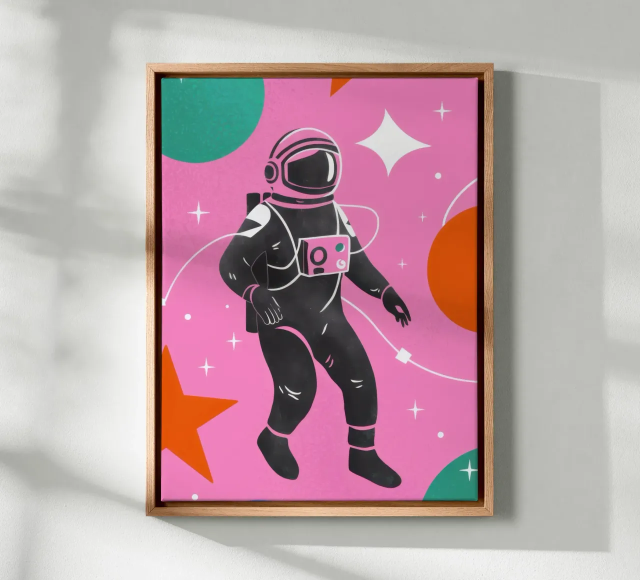Sogno cosmico dell'astronauta tela con Cornice a cassetta da Lune Dreams