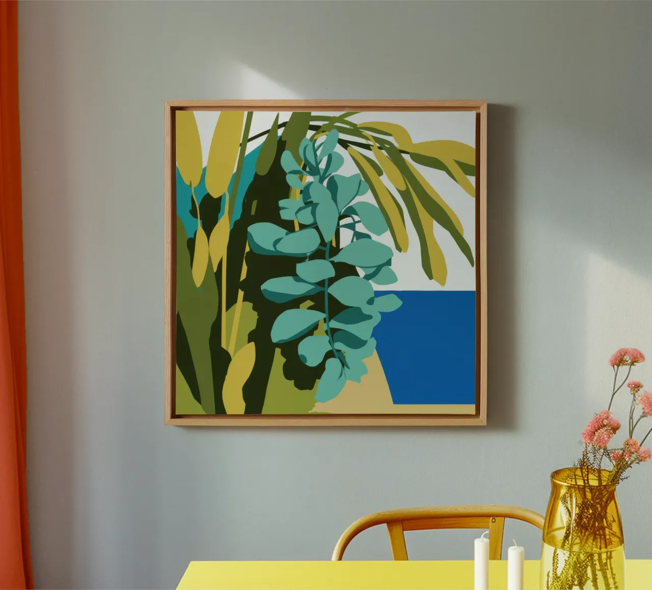 Cascading Leaf Serenity canvas with Floater frame by Arcane Lines