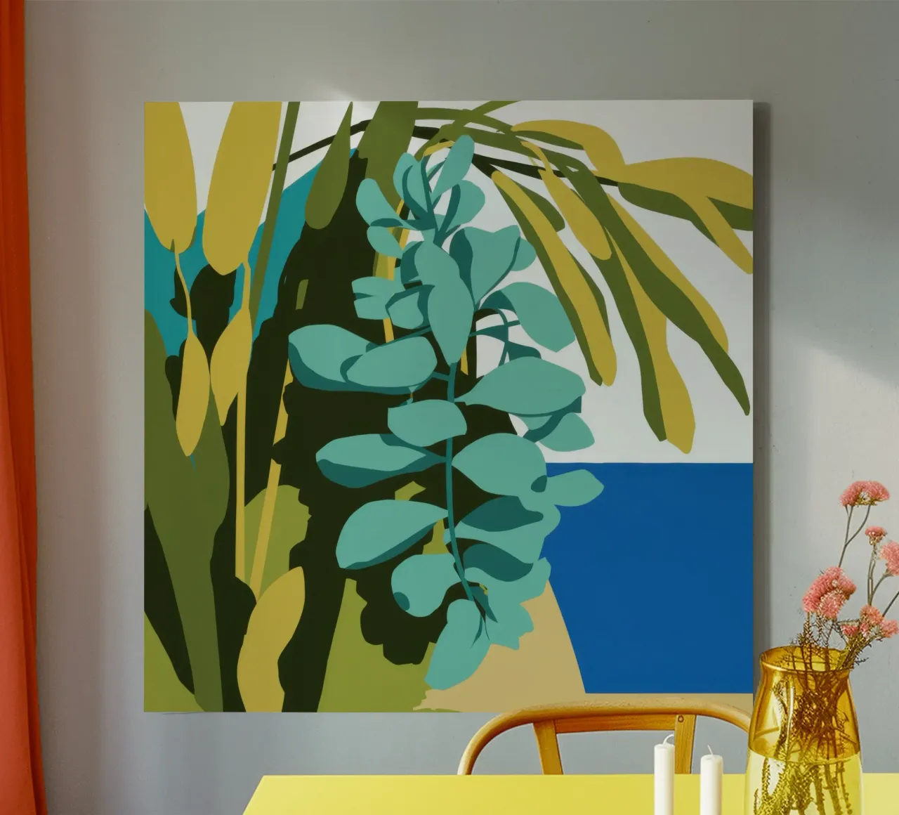 Cascading Leaf Serenity canvas with Floater frame by Arcane Lines