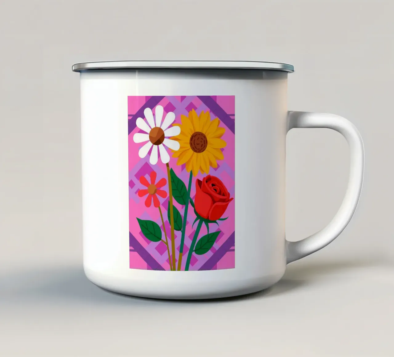 Bouquet di colori primari tazza in smalto da Lune Dreams