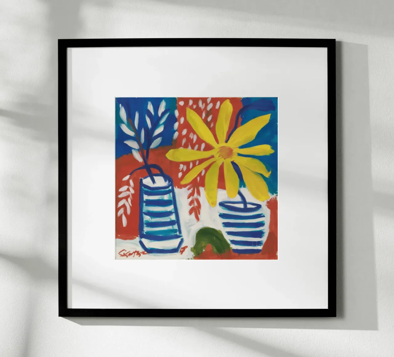 Girasole a strisce Immobile poster con telaio in plastica da Arcane Lines