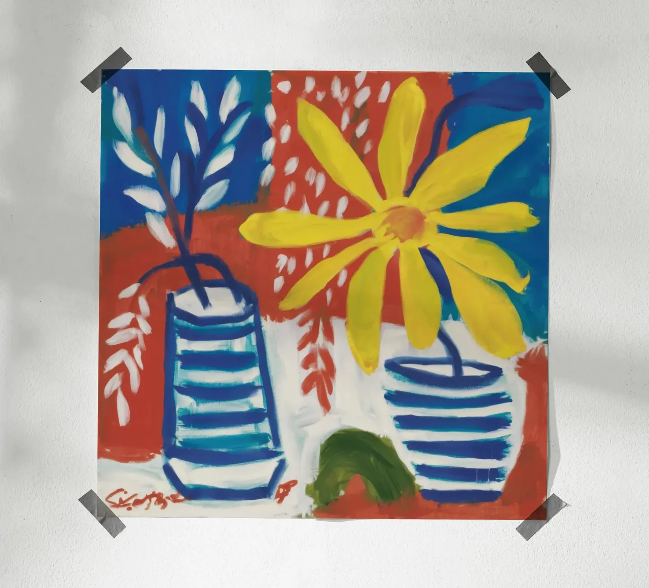 Girasole a strisce Immobile poster con telaio in plastica da Arcane Lines