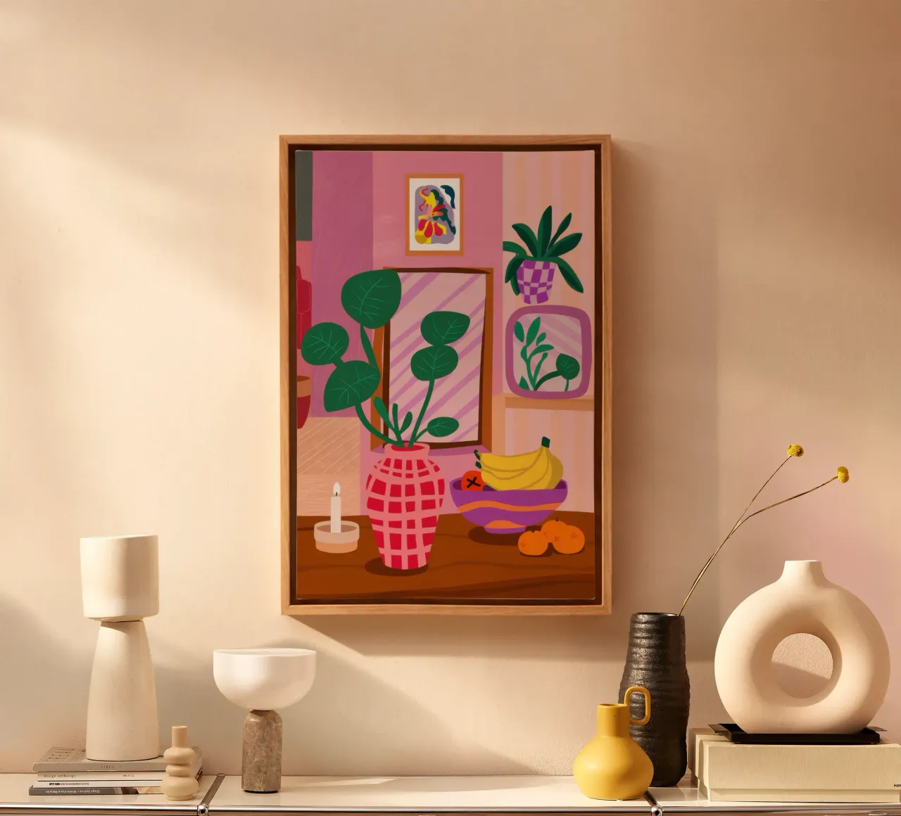 Eclectic Reading Nook canvas with Floater frame by Lune Dreams