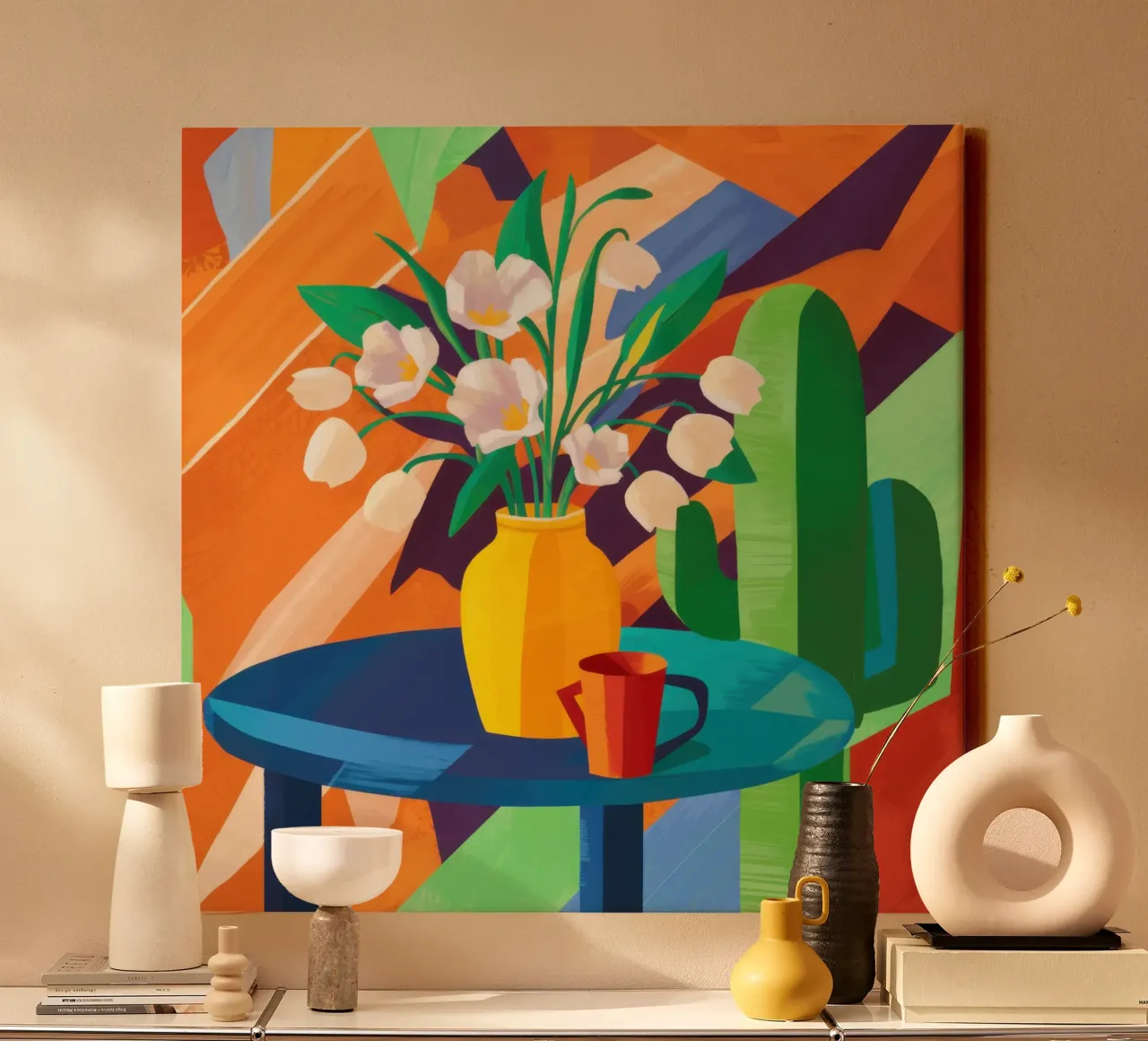 Tableau floreale crepuscolare tela con Cornice a cassetta da Arcane Lines