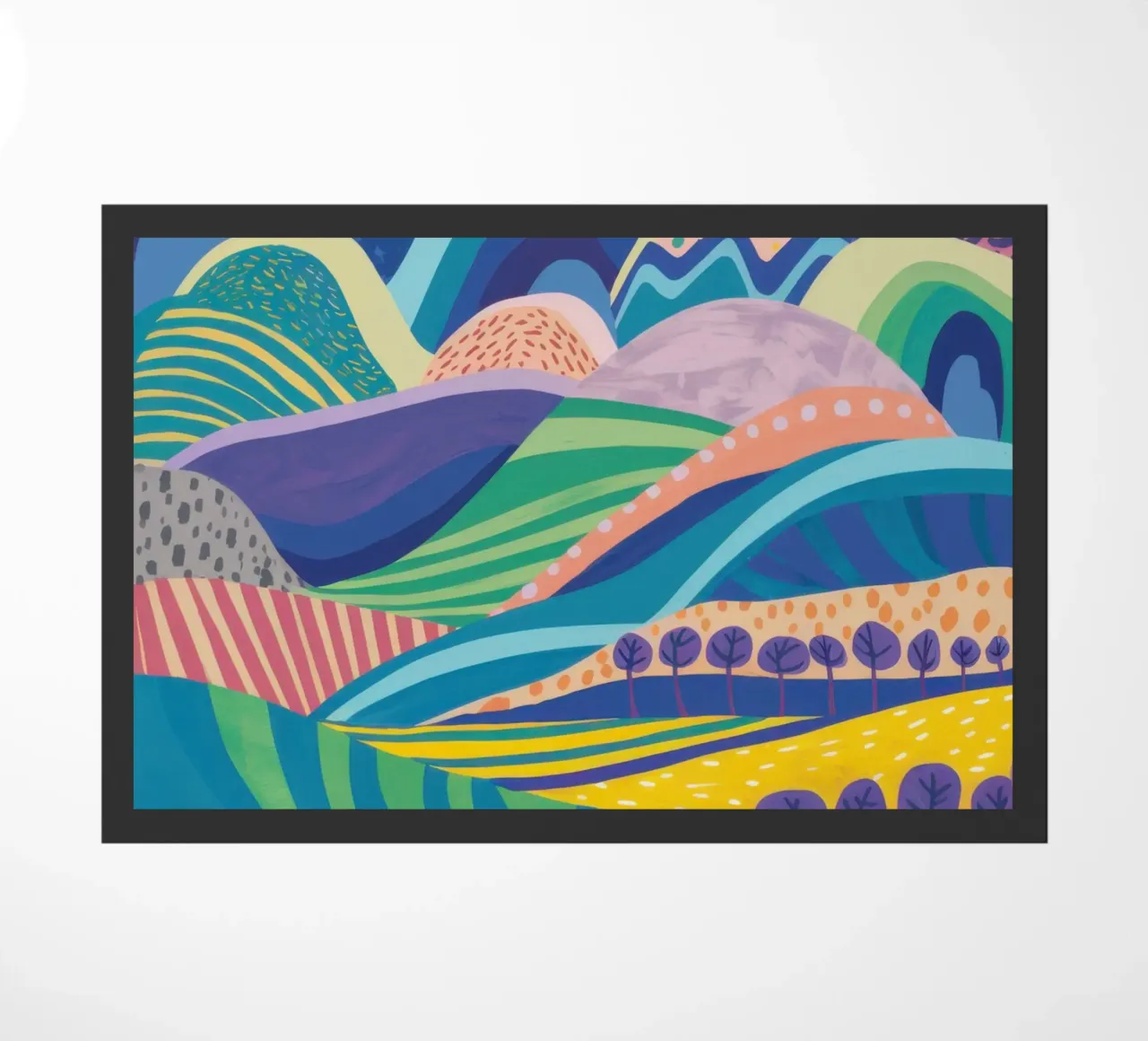 Psychedelic Hillscape doormat by Lune Dreams
