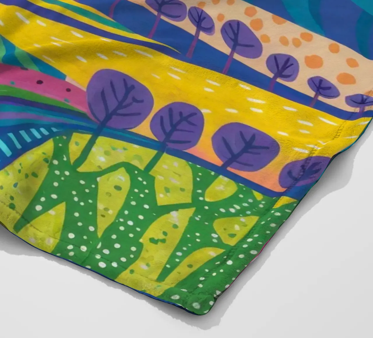 Psychedelic Hillscape fleece blanket by Lune Dreams