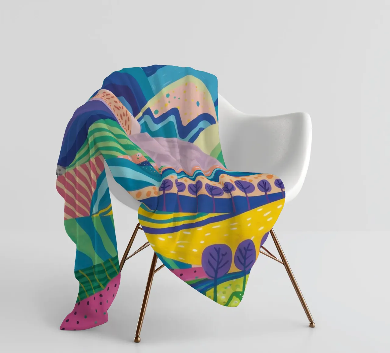 Psychedelic Hillscape fleece blanket by Lune Dreams