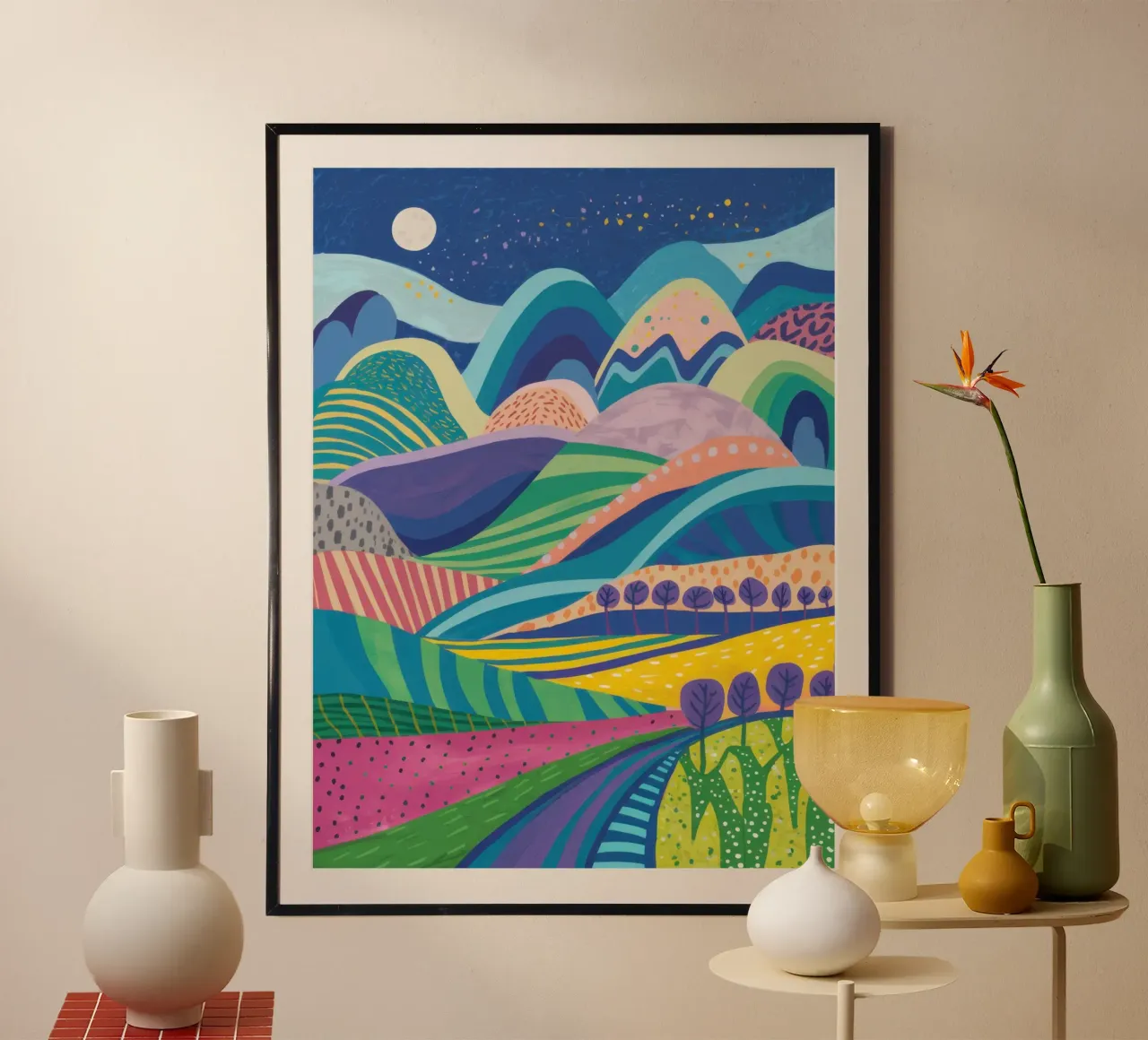 Psychedelic Hillscape poster by Lune Dreams