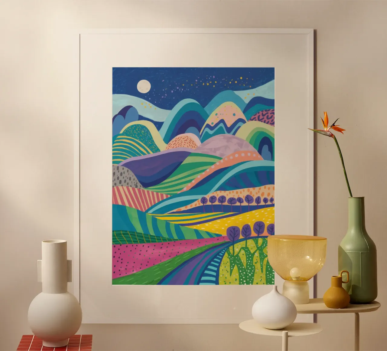 Psychedelic Hillscape poster by Lune Dreams