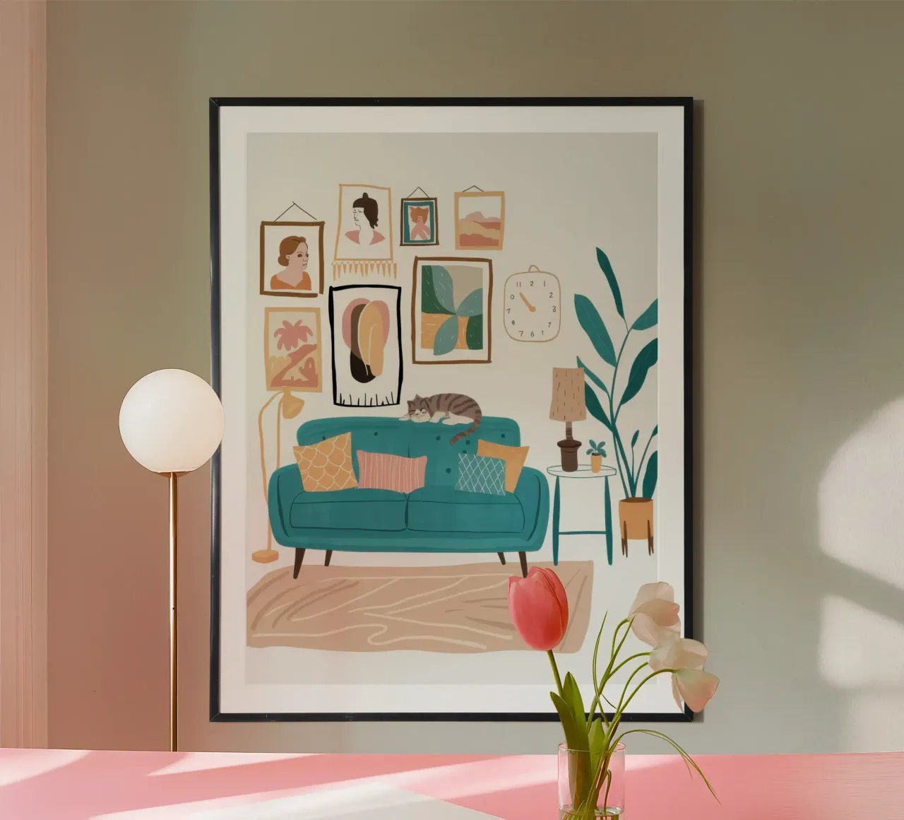 Tranquil Teal Sanctuary poster with plastic frame by Hollow Years