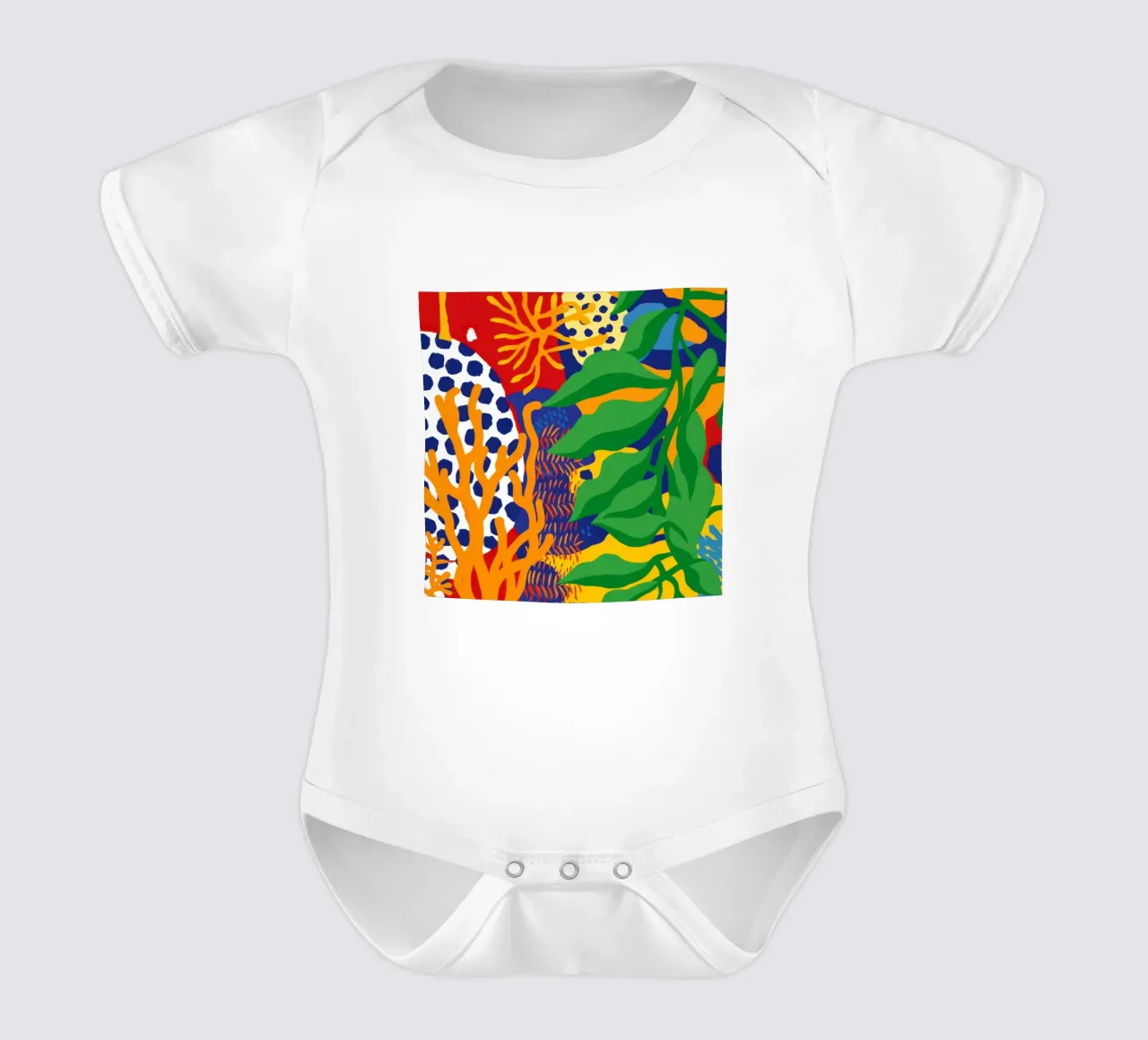 Dotted Leaf Jubilee short-sleeve baby romper by Arcane Lines