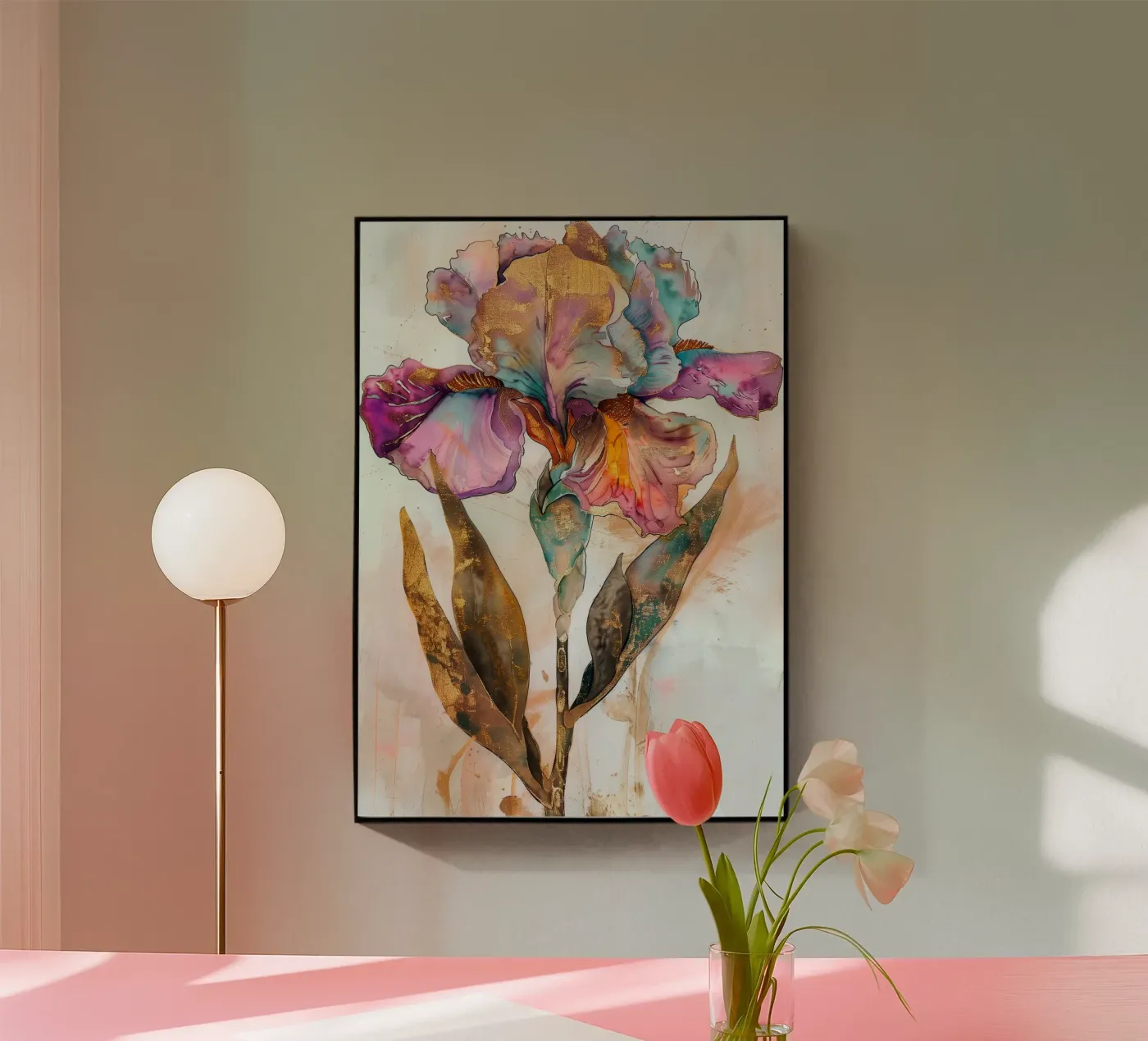 Golden Iris acryl van Justyna Jaszke JBJart