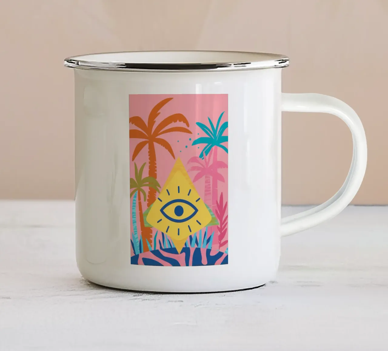 Il paradiso delle palme tazza in smalto da Lune Dreams