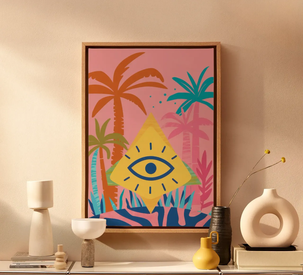 Oogpalmenparadijs canvas met Baklijst van Lune Dreams