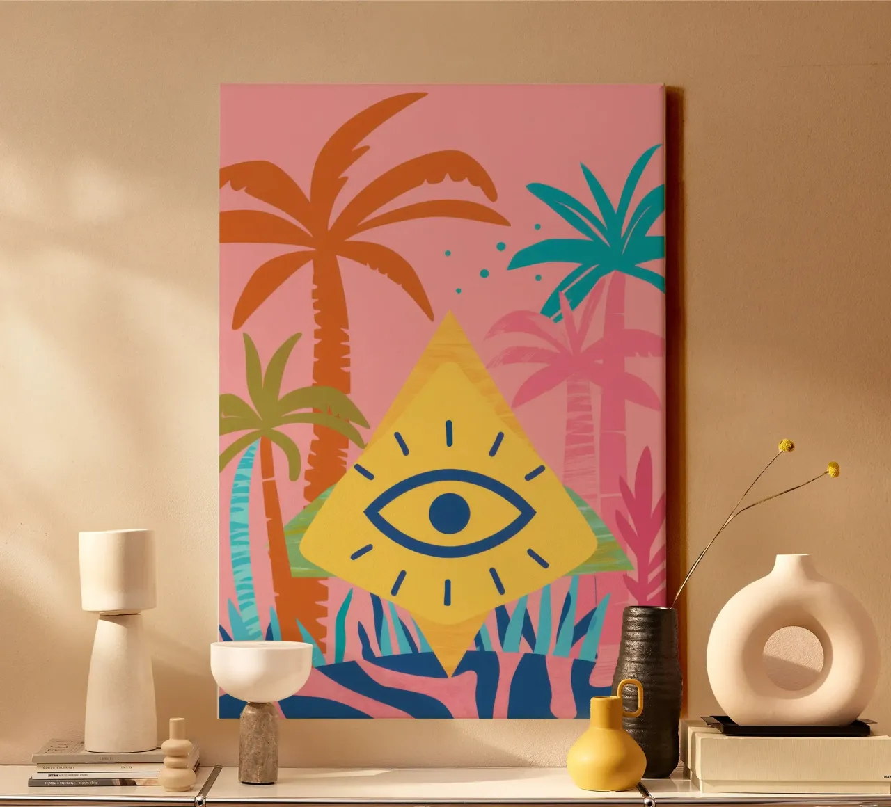 Oogpalmenparadijs canvas met Baklijst van Lune Dreams