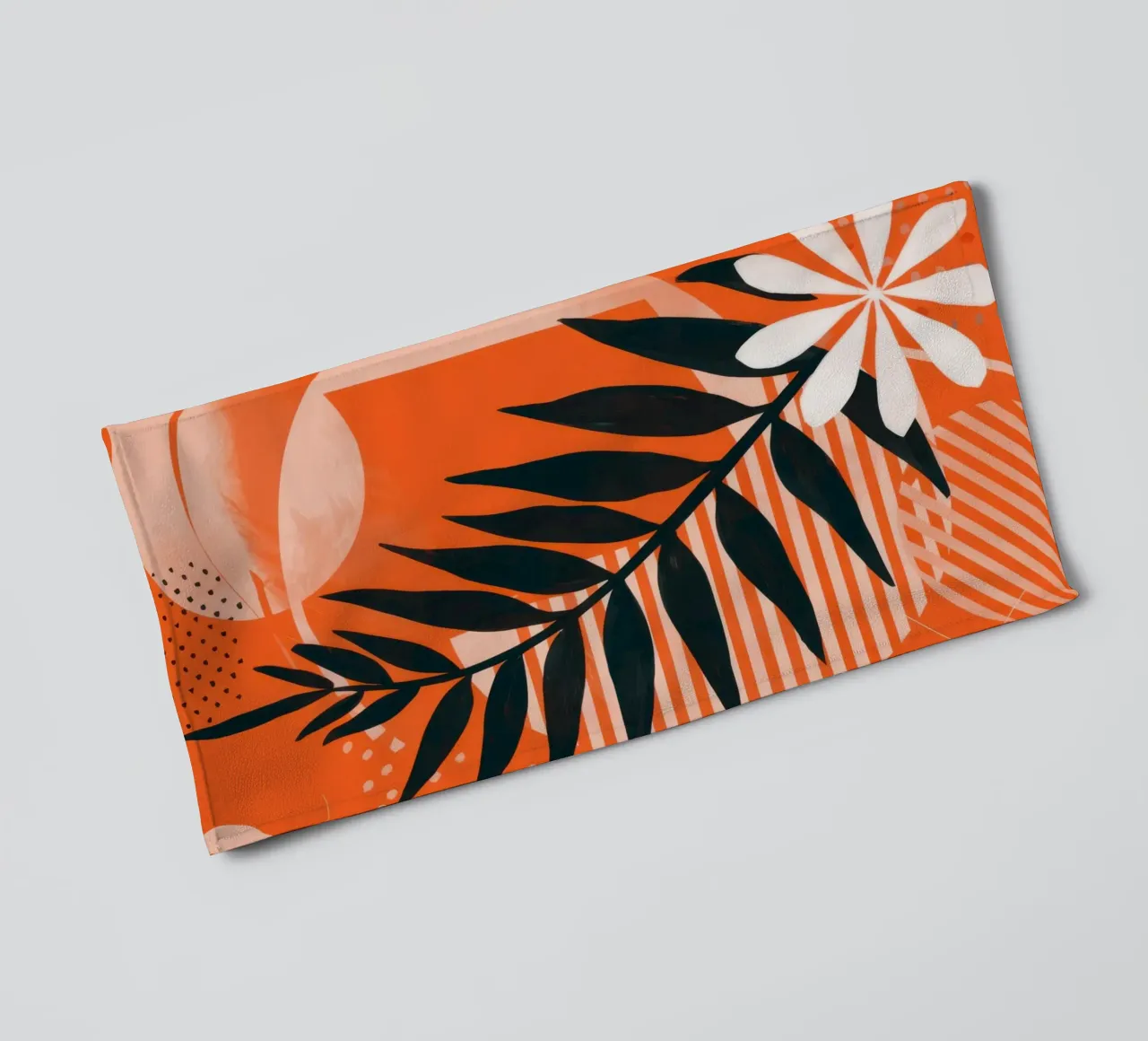 Abstract Leaf and Stripe towel by Lune Dreams