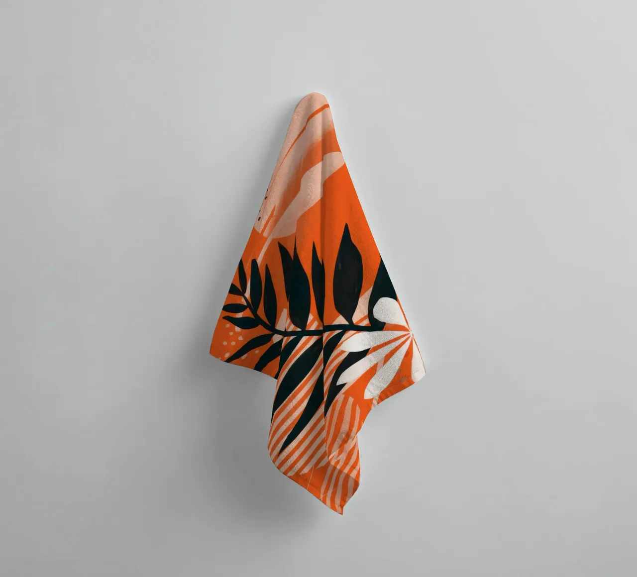 Abstract Leaf and Stripe towel by Lune Dreams
