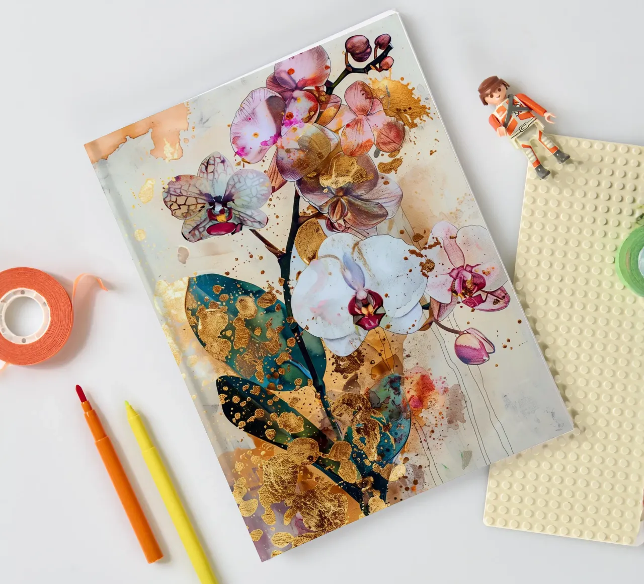 Golden Orchid notebook by Justyna Jaszke JBJart