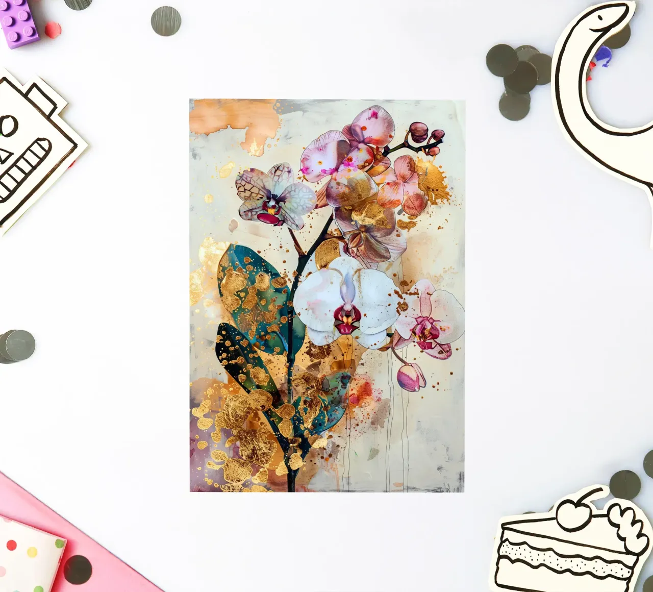 Golden Orchid sticker by Justyna Jaszke JBJart
