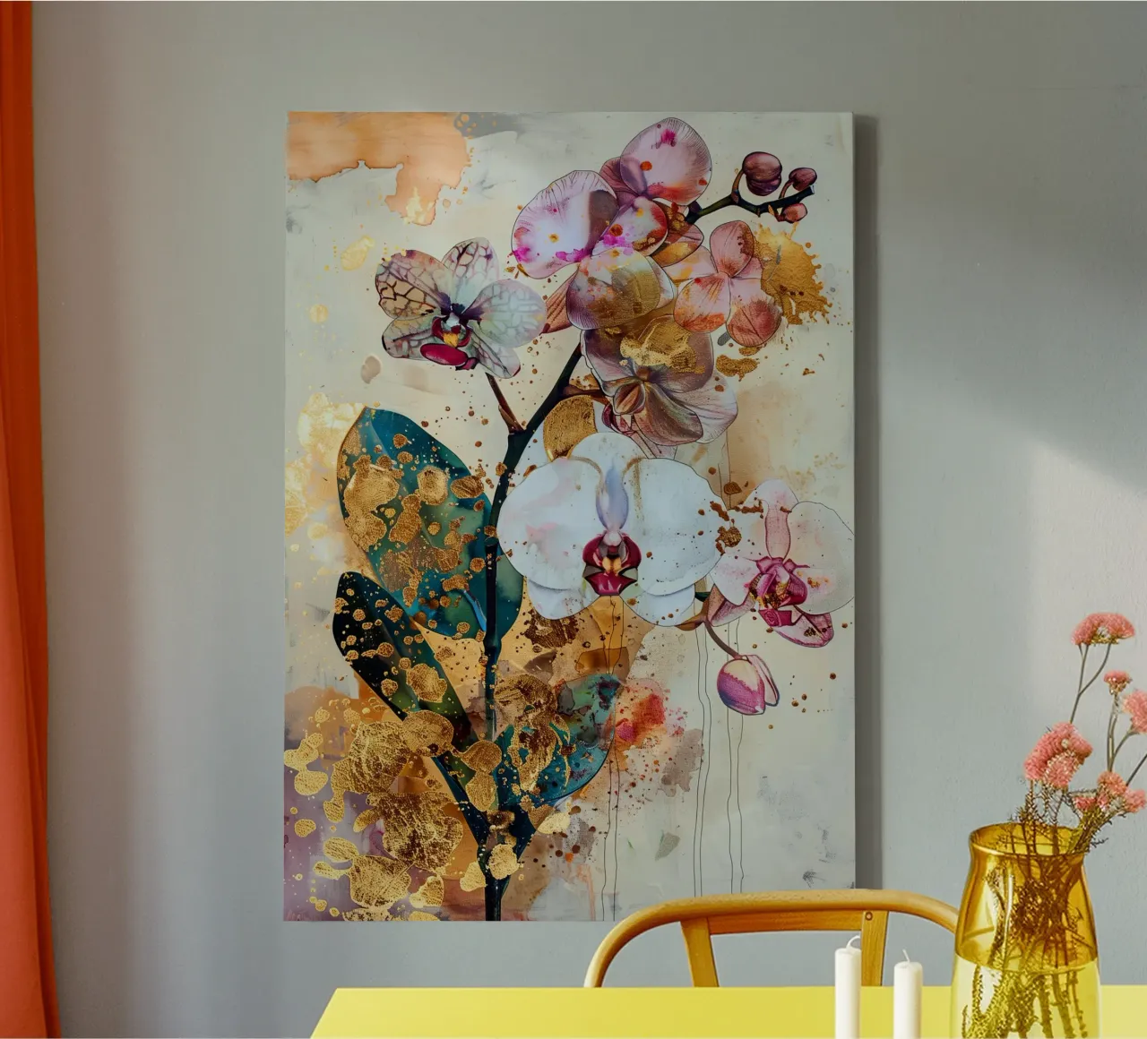 Orchidea d'oro tela con Cornice a cassetta da Justyna Jaszke JBJart