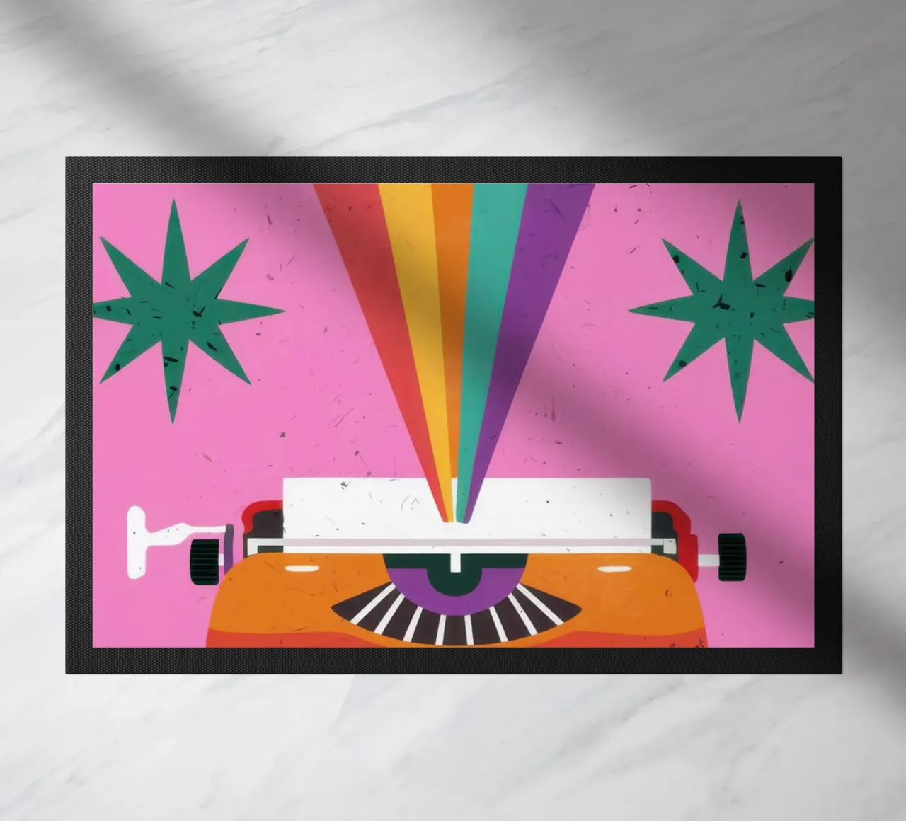 Rainbow Typewriter doormat by Lune Dreams