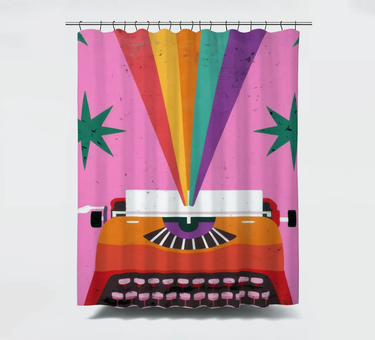 Regenboog typemachine douchegordijn van Lune Dreams