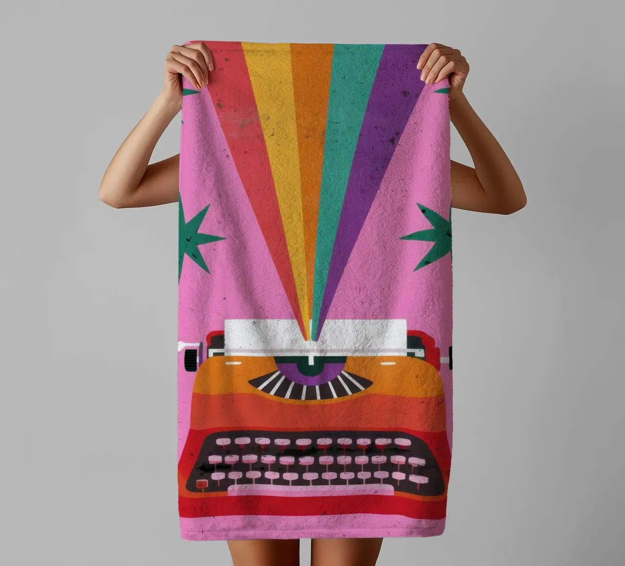 Rainbow Typewriter towel by Lune Dreams