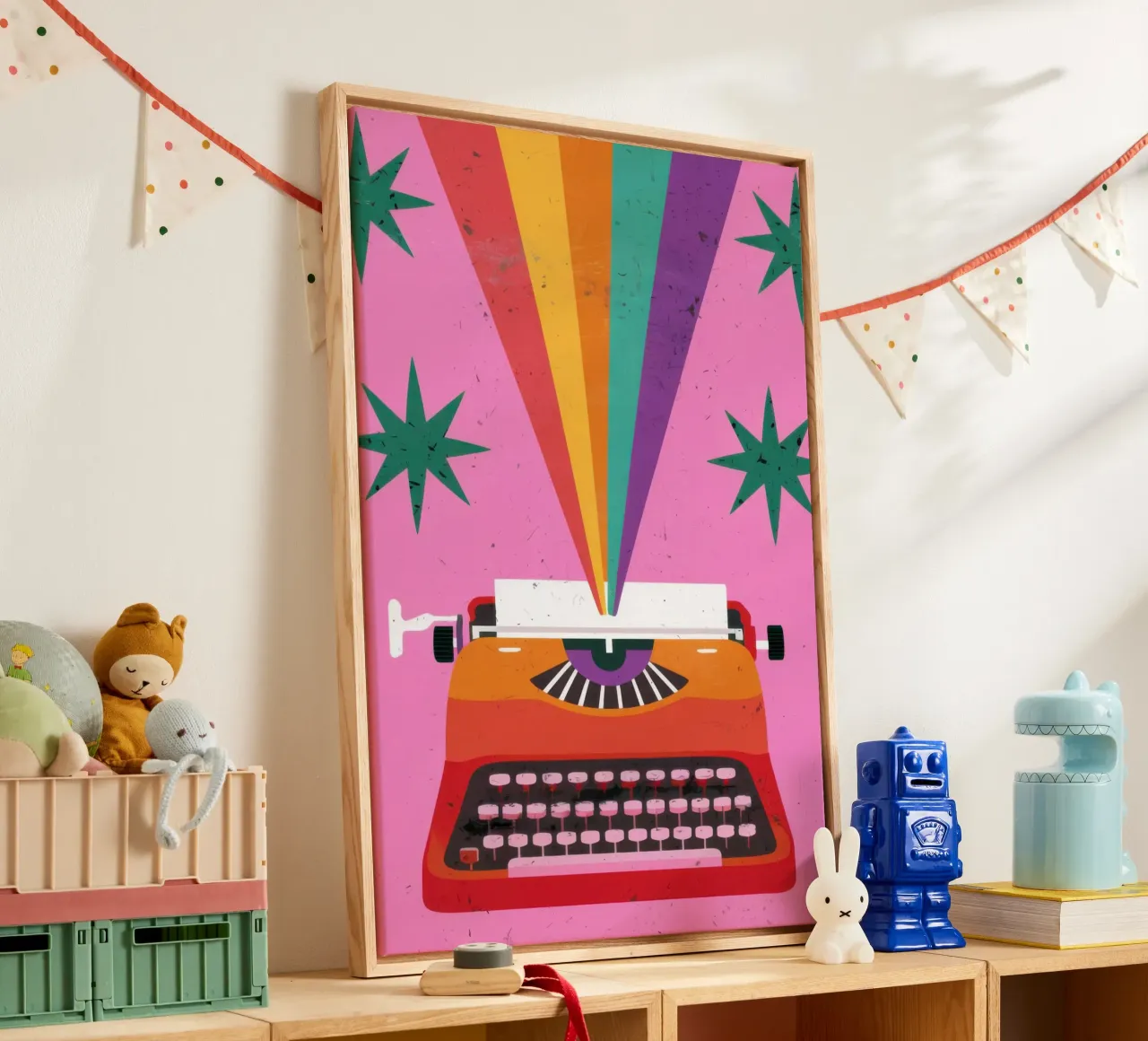 Rainbow Typewriter canvas by Lune Dreams