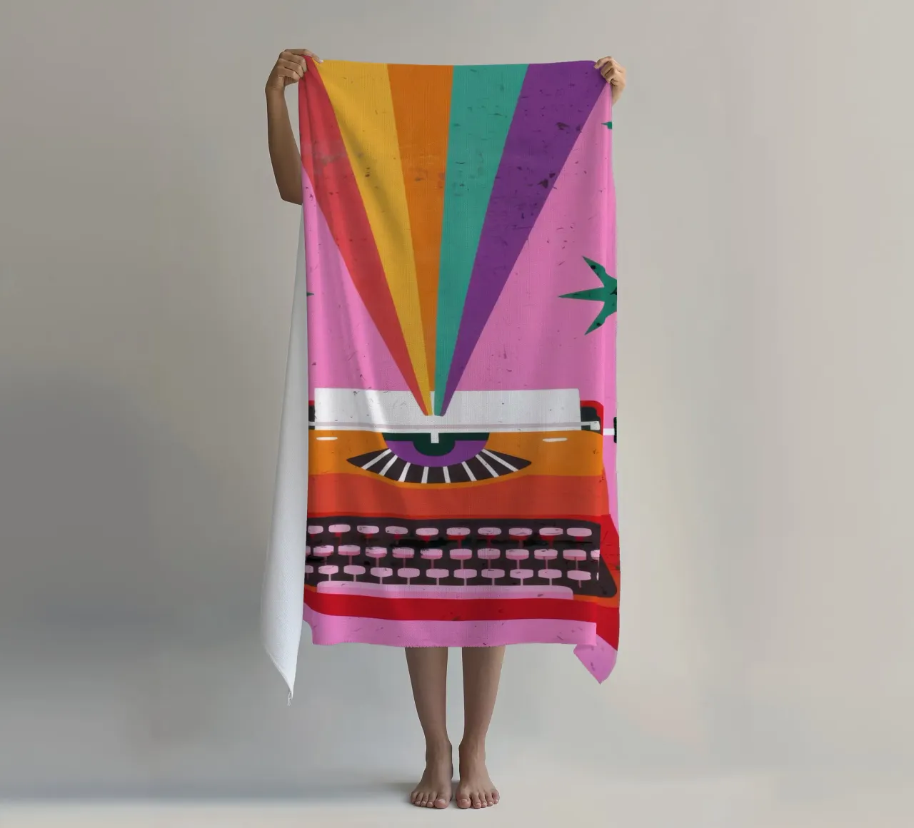 Macchina da scrivere arcobaleno telo mare da Lune Dreams