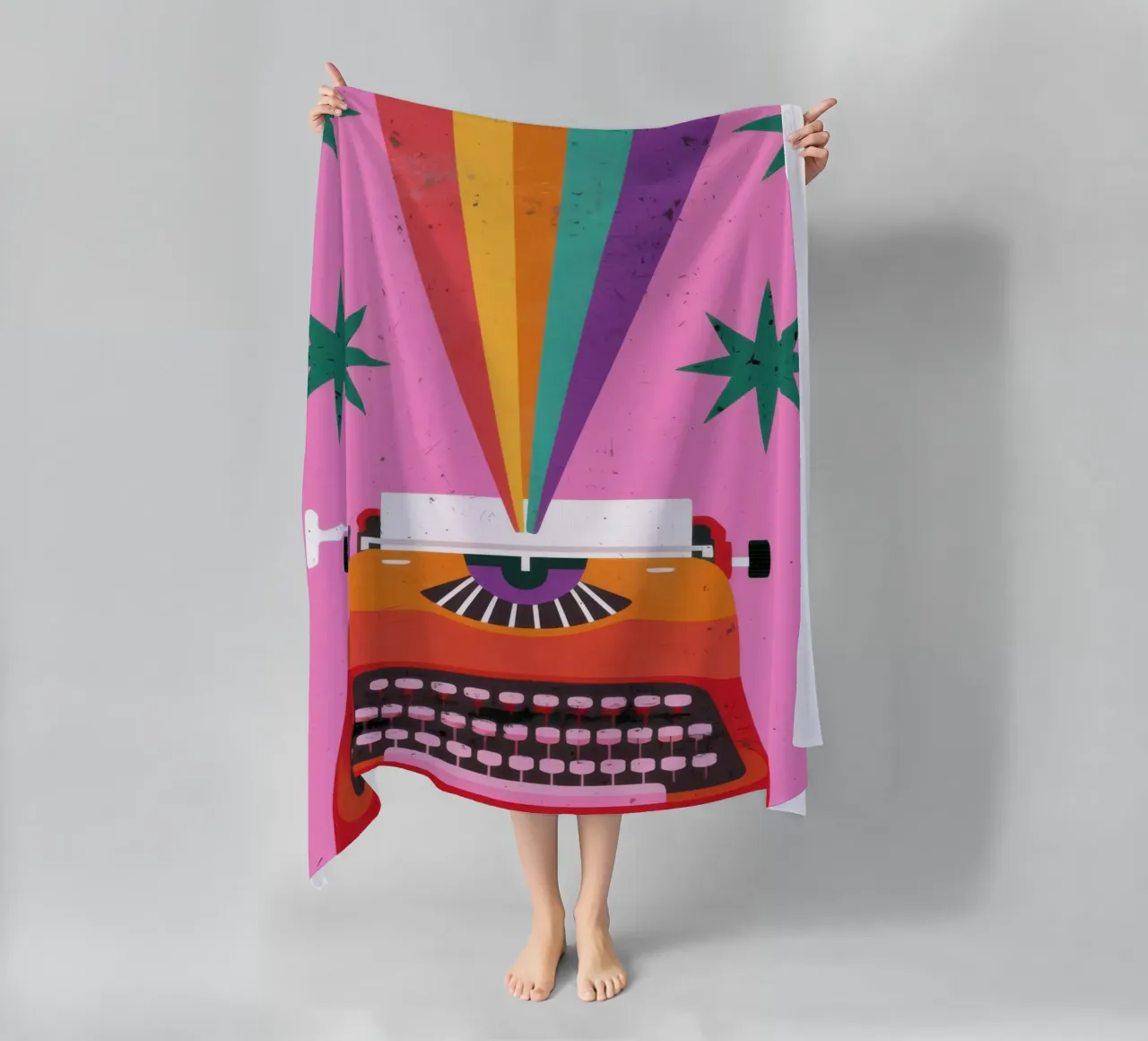 Macchina da scrivere arcobaleno telo mare da Lune Dreams