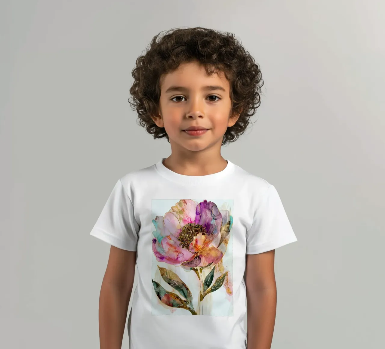 Golden Peonies kids t-shirt by Justyna Jaszke JBJart