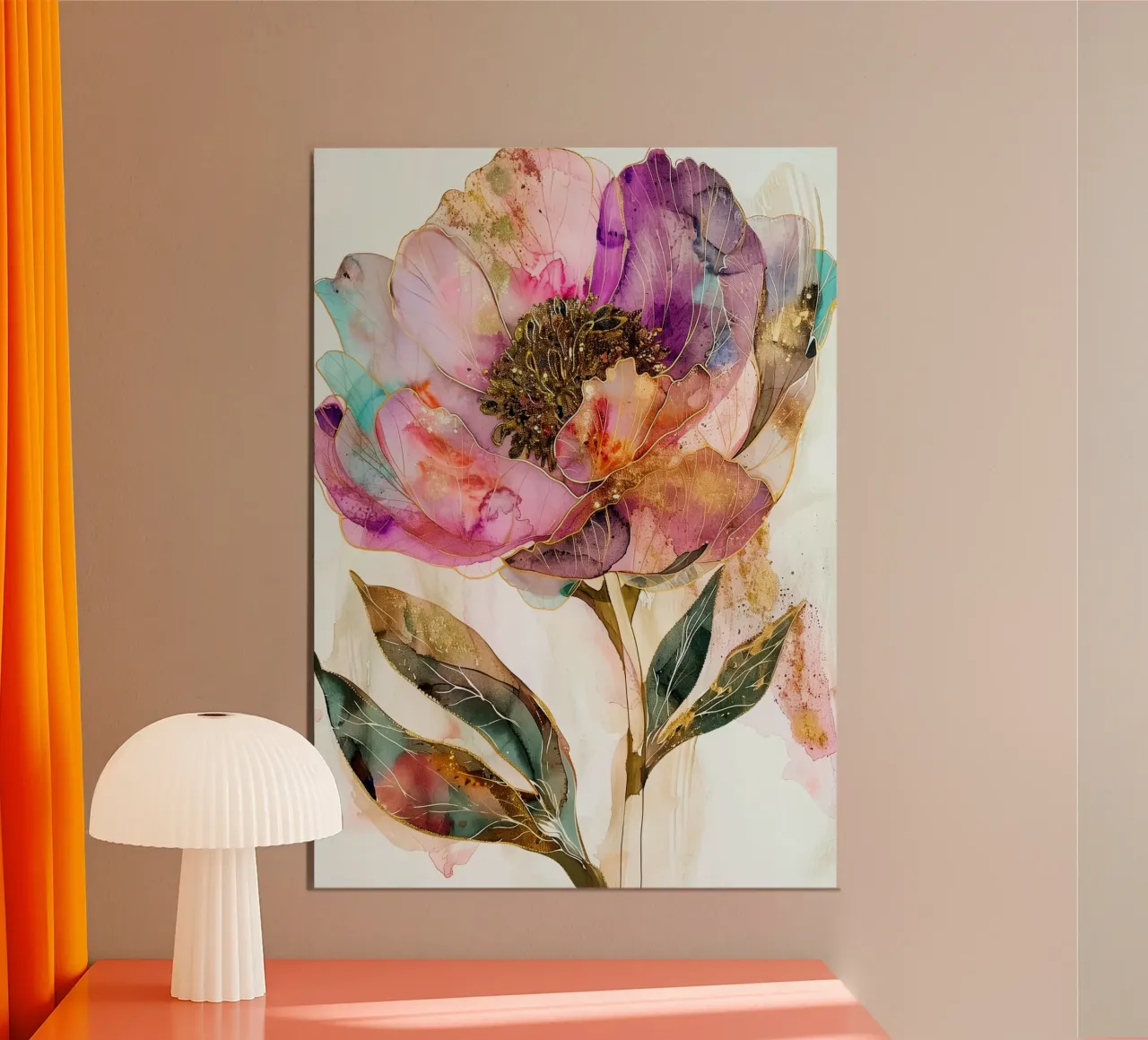 Golden Peonies alu-dibond by Justyna Jaszke JBJart