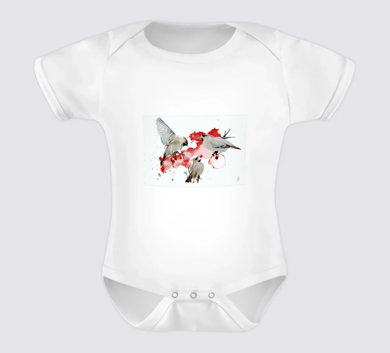 Feeding Time short-sleeve baby romper by Libby Watkins