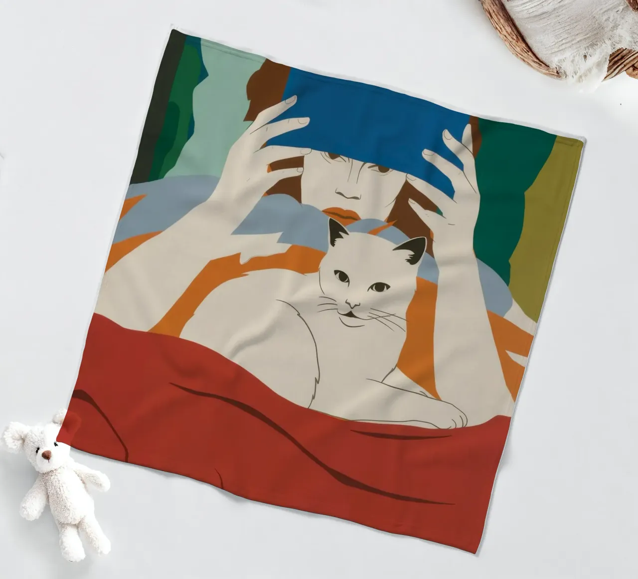 Leggere con un gatto coperta in pile da Lune Dreams
