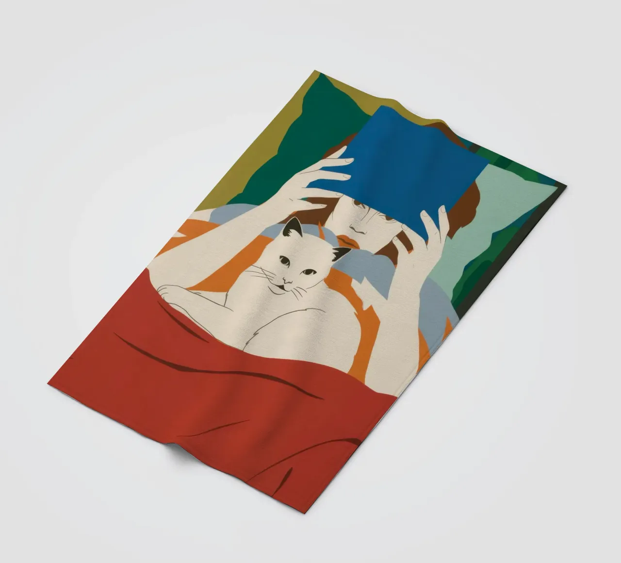 Leggere con un gatto coperta in pile da Lune Dreams